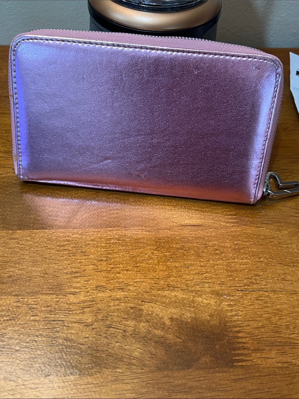 Victoria's Secret Metallic Rose Pink Zip Wallet - Picture 3 of 4